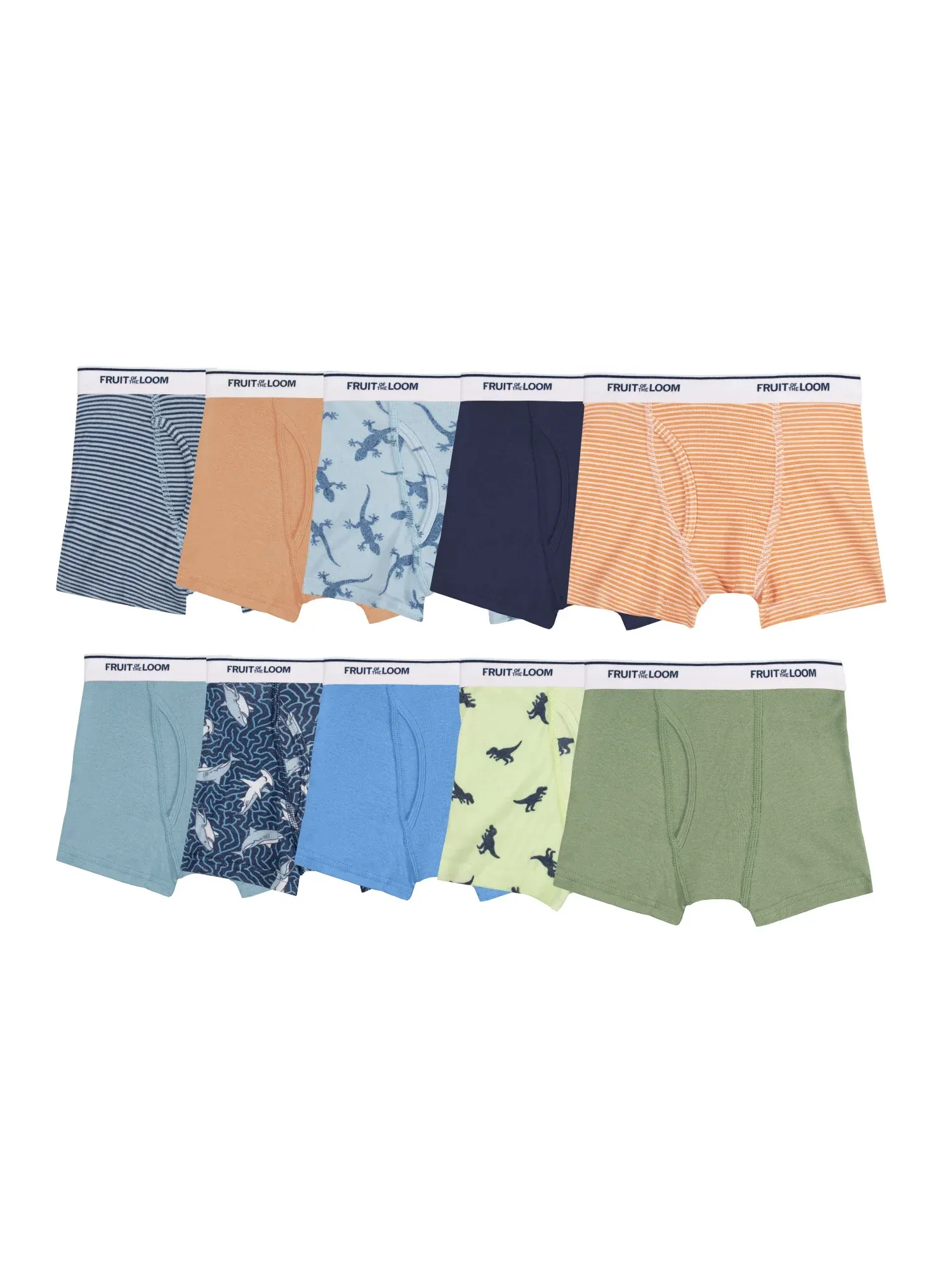 Fruit of the Loom Toddler Boy EverSoft Cotton Boxer Brief Underwear, 10 Pack, Sizes 2T-5T