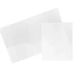 Jam Paper Heavy Duty Plastic 2 Pocket School Folders - Clear - 6/Pack