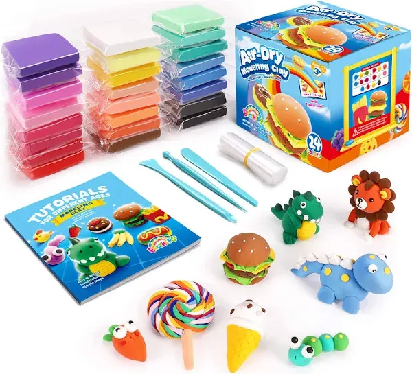 Sago Brothers Air Dry Clay 24 Colors Kids Toys Modeling Clay Kit No-Bake No Mess Magic Clay Crafts