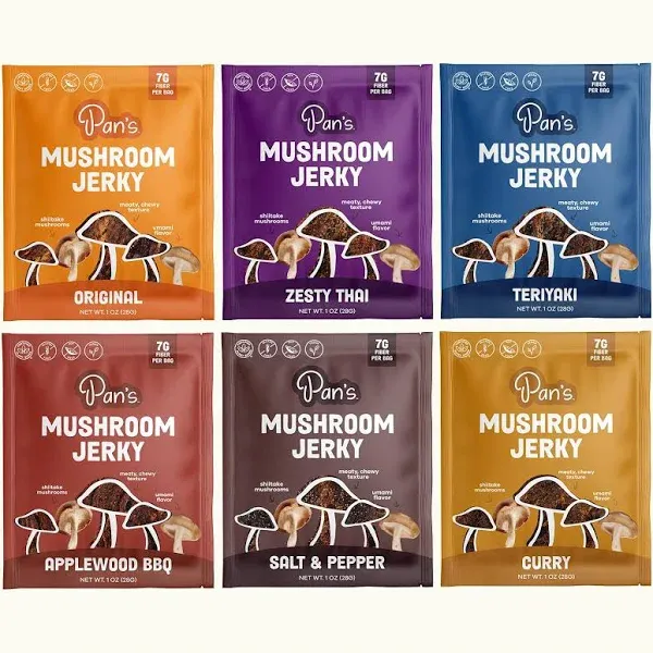 Pan's Mushroom Jerky Vegan Snack Packs