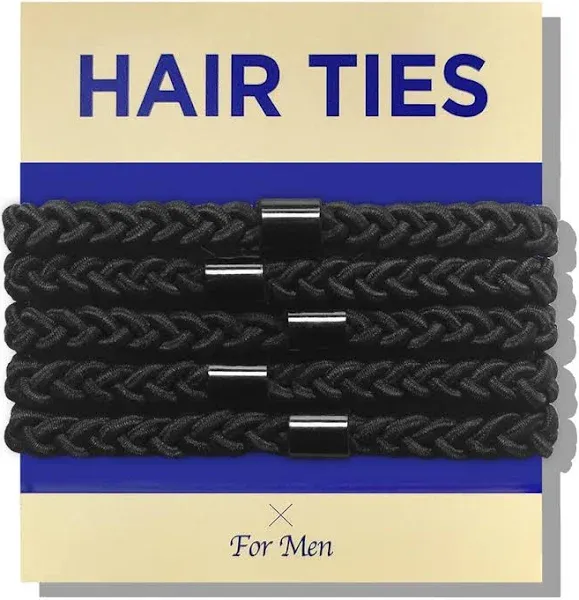 Havhaf Braided Mens Hair Ties For Mens 5 pcs For Buns Curly Thick Dense Hair Elastic Hair Ties For Guys