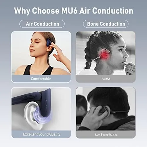 Mu6 Open-Ear Headphones Air Conduction Wireless Bluetooth Earphones for Cycling Workouts Running