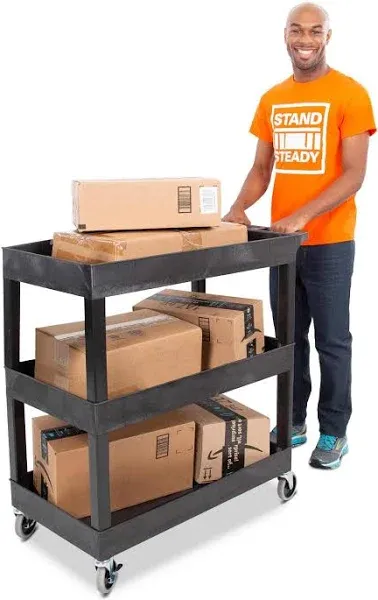 Stand Steady Tubstr 3 Tier Utility Cart up to 300 lbs Black