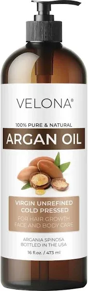 velona Argan Oil - 16 oz | Morocco Oil | Stimulate Hair Growth, Skin, Body and Face Care | Nails Protector | Unrefined, Cold Pressed | Cap Kit…