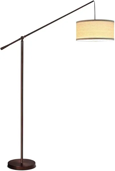 Brightech Floor Lamp 70&#034; LED Height Adjustable Bronze w/ Beige Fabric Drum Shade