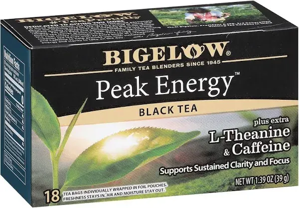 Bigelow Peak Energy Plus Extra L-Theanine & Caffeine Black Tea Bags