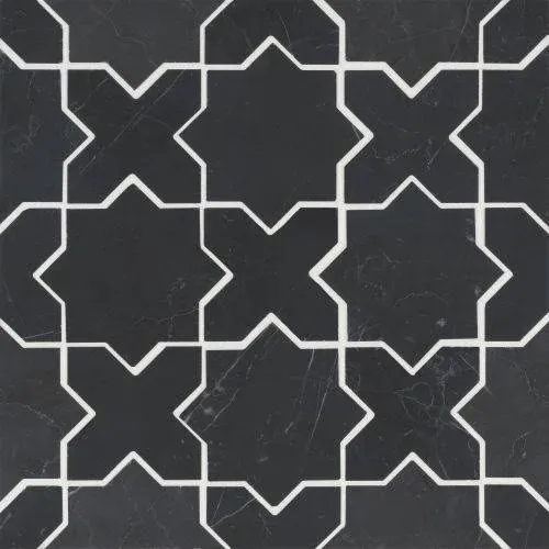 Monet Honed Marble Mosaic 6 Tile in Nero Marquina