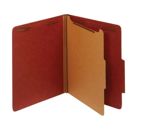 Office Depot Brand Classification Folders W/Fasteners, Letter Size, Red, 10-Pk