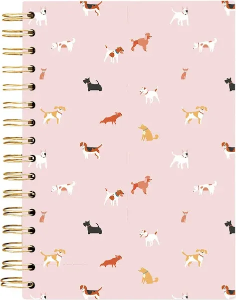 Graphique Hardbound Journal, Dog Pattern Design – 160 Ruled Pages, Dogs with Pink Background on the Cover, 6.25" x 8.25" x 1" – Perfect for Taking Notes, Lists and More