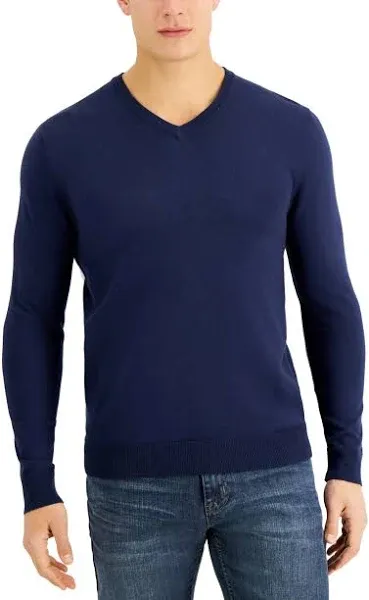 Alfani Men's Solid V-Neck Cotton Sweater