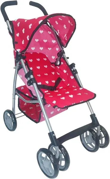 Baby Doll Stroller for Toddler Girls &amp; Big Kids up to 8 Years Old | Pink Hearts