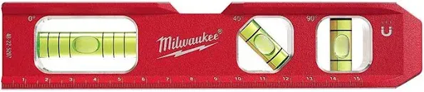 Milwaukee BILLET TORPEDO LEVEL 150mm Acrylic Vials, Laser-Etched Ruler Markings