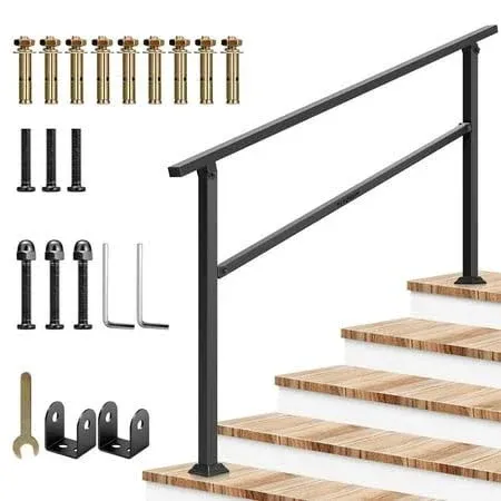 VIVOSUN Iron Outdoor Handrail, 4-5 Step Stair Railing, 54&#034;x36&#034; Fits 1 to 5 Steps