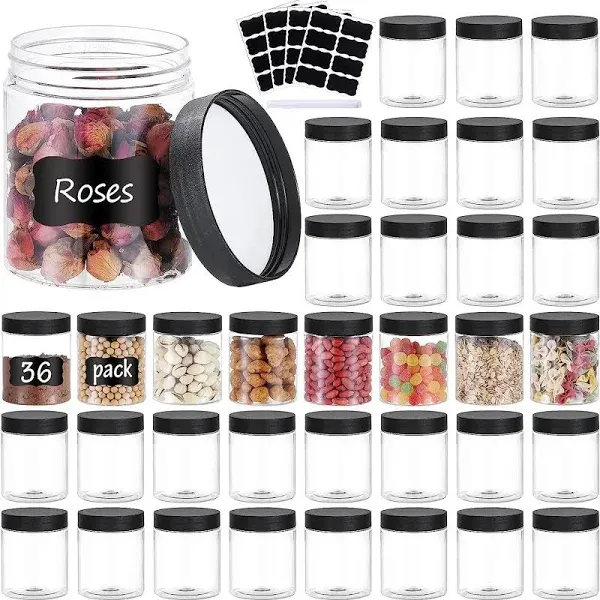 36PCS 8OZ Plastic Jars with Screw On Lids, Pen and Labels Refillable Empty Ro...