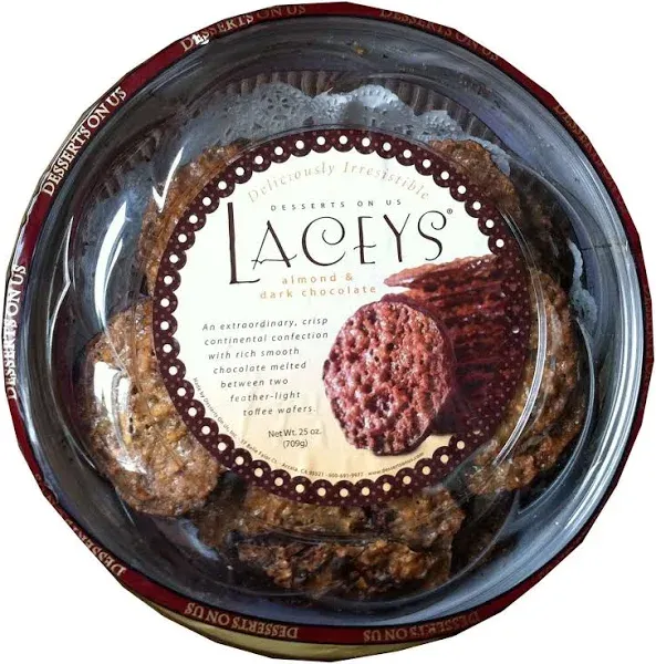 Laceys Almond and Dark Chocolate Crisp Toffee Wafer Cookies