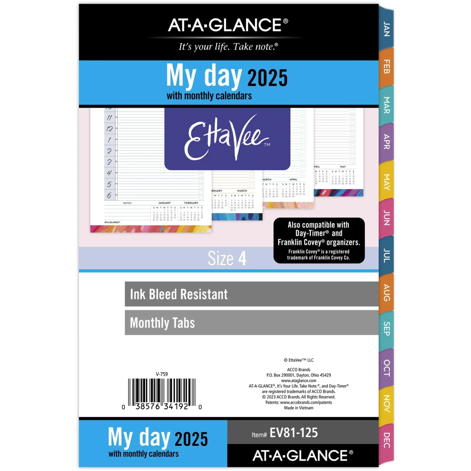 AT-A-GLANCE EttaVee 2025 Daily Monthly Planner Refill Loose-Leaf Desk Size 5 12