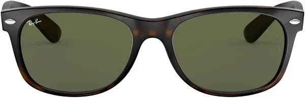 Ray-Ban New Wayfarer Classic Sunglasses RB2132 902L - Gloss Tortoise Frame - Green Classic G-15 Lenses - Size 52-18