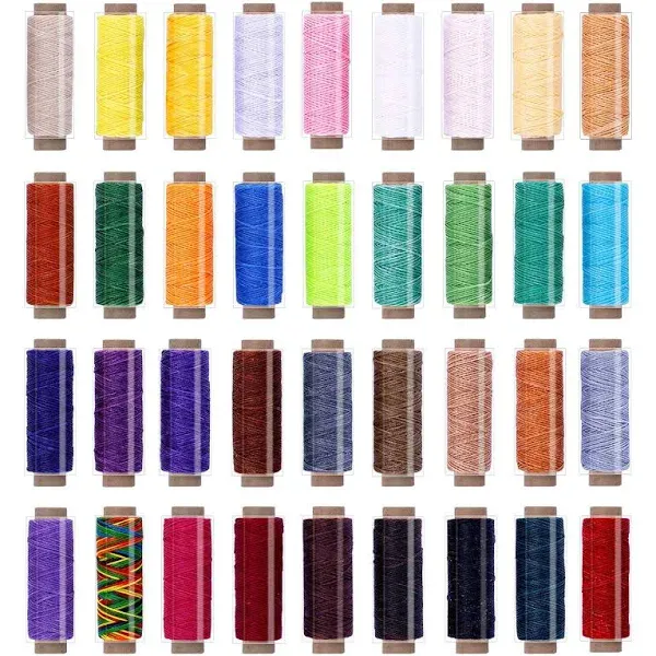 Jupean 36 Colors Waxed Thread,1188Yards Colorful Leather Thread,33Yards Per