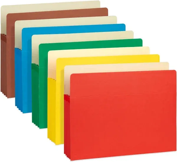 24 Pcs Expanding File Pockets, Letter Size, 3.5” Expansion, Assorted Color