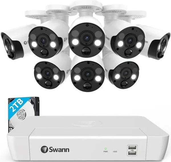 Swann Home Security Camera System with 1TB 8 Channel 8 Cam POE Cat5e NVR