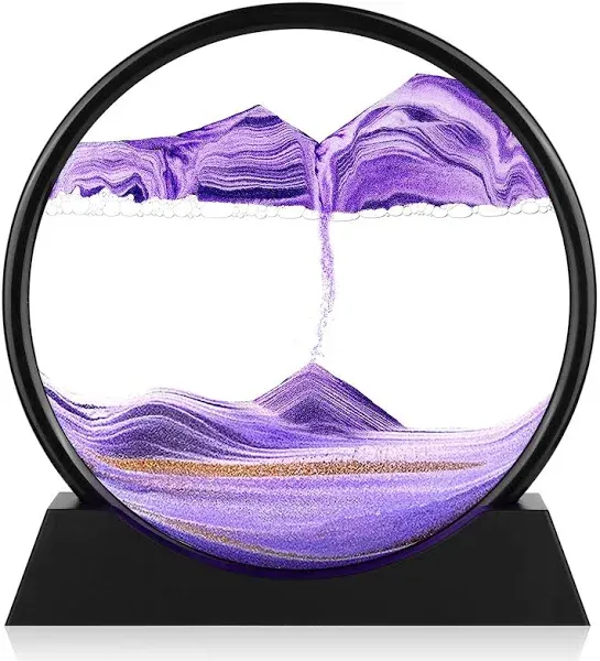 Herecanli Moving Sand Art Picture - 3D Quicksand Painting Decor - Round Glass 3D Deep Sea Sandscape - Relaxing Home Decoration Desk Toys for Home