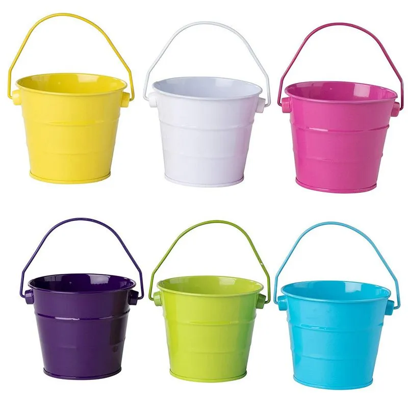 6 Pack Mini Metal Buckets with Handles