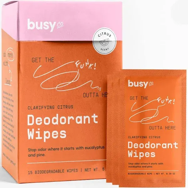 Busy Co. Refresh Antibacterial Deodorant Wipes