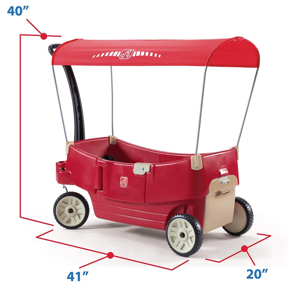 All around Canopy Wagon for Kids, Spacious Outdoor Wagon with Seats, Safety Belt