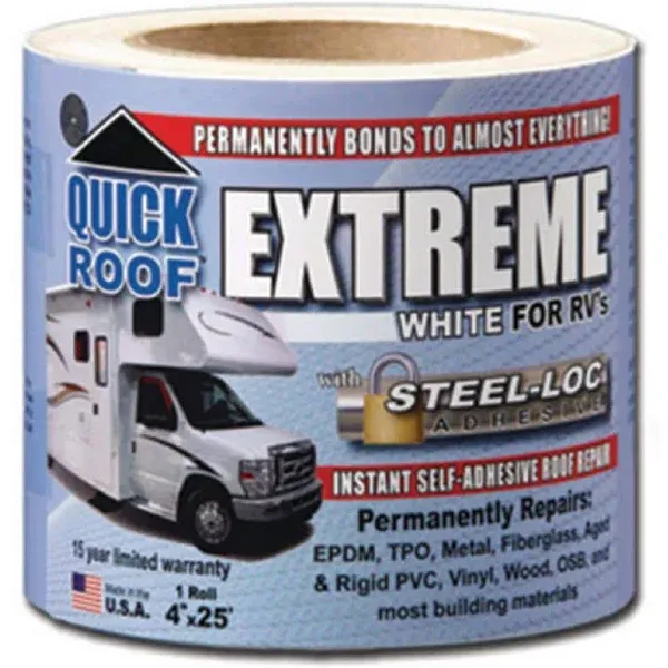 COFAIR Quick Roof Extreme RV Roof Repair White 4&#034; x 25&#039;