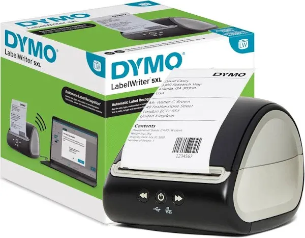 DYMO LabelWriter 5XL Label Printer, Automatic Label Recognition, Prints Extra-Wi