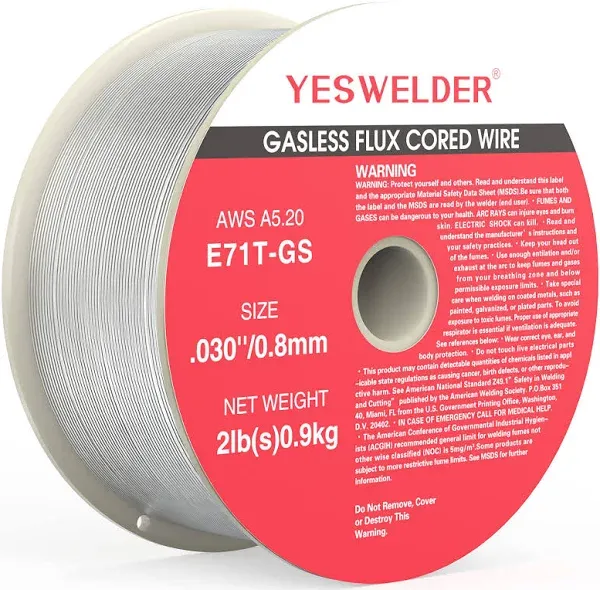 Flux Core Gasless Mig Wire, Mild Steel E71TGS.030-Diameter, Welding Wire, Spool Welding Wire Mild Steel Filler Metal (0.8mm 1lb)