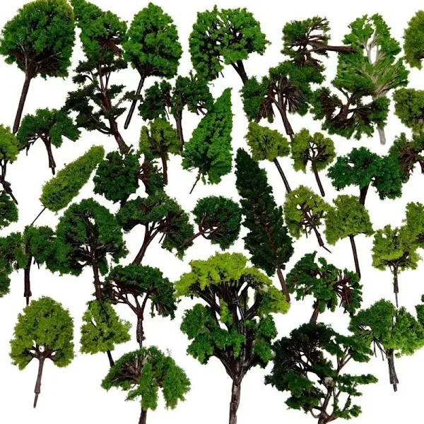 BAENRCY 32pcs 0.79-6.30inch Mixed Model Trees Accessories Model Train Green