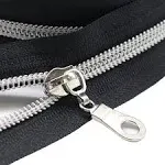 MebuZip #5 Silver Metallic Nylon Coil Zippers by The Yard Bulk Coil Zipper Roll 10 Yards with 25pcs Pulls for DIY Sewing Craft Bags (Black)