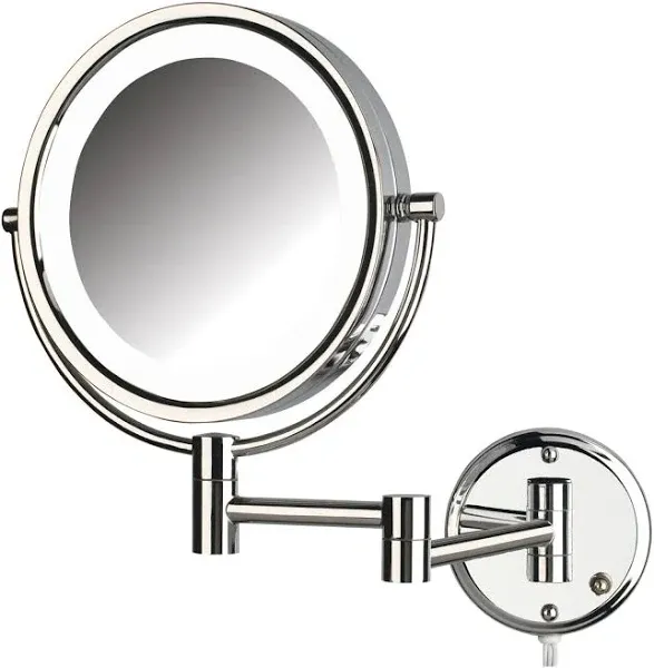 Jerdon HL88NL 8.5" LED Lighted Wall Mount Mirror with 8x Magnification, Nickel