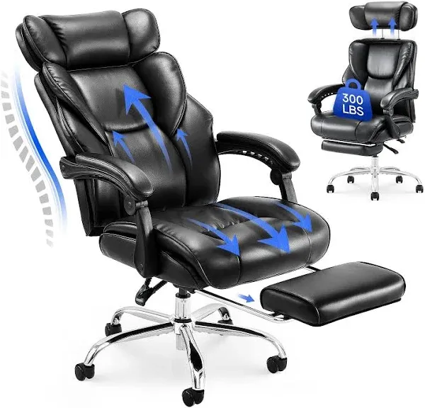 Office Chair with Footrest-Ergon<wbr/>omic Computer Chair with Extra Lumbar Support...