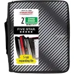 Five Star Zipper Binder, 3 Rings, 2" Capacity, 11 x 8.5, Black/Gray Zebra Print Design