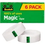 Scotch Magic Tape Refill 3/4 inch x 1000 inch 6/Pack