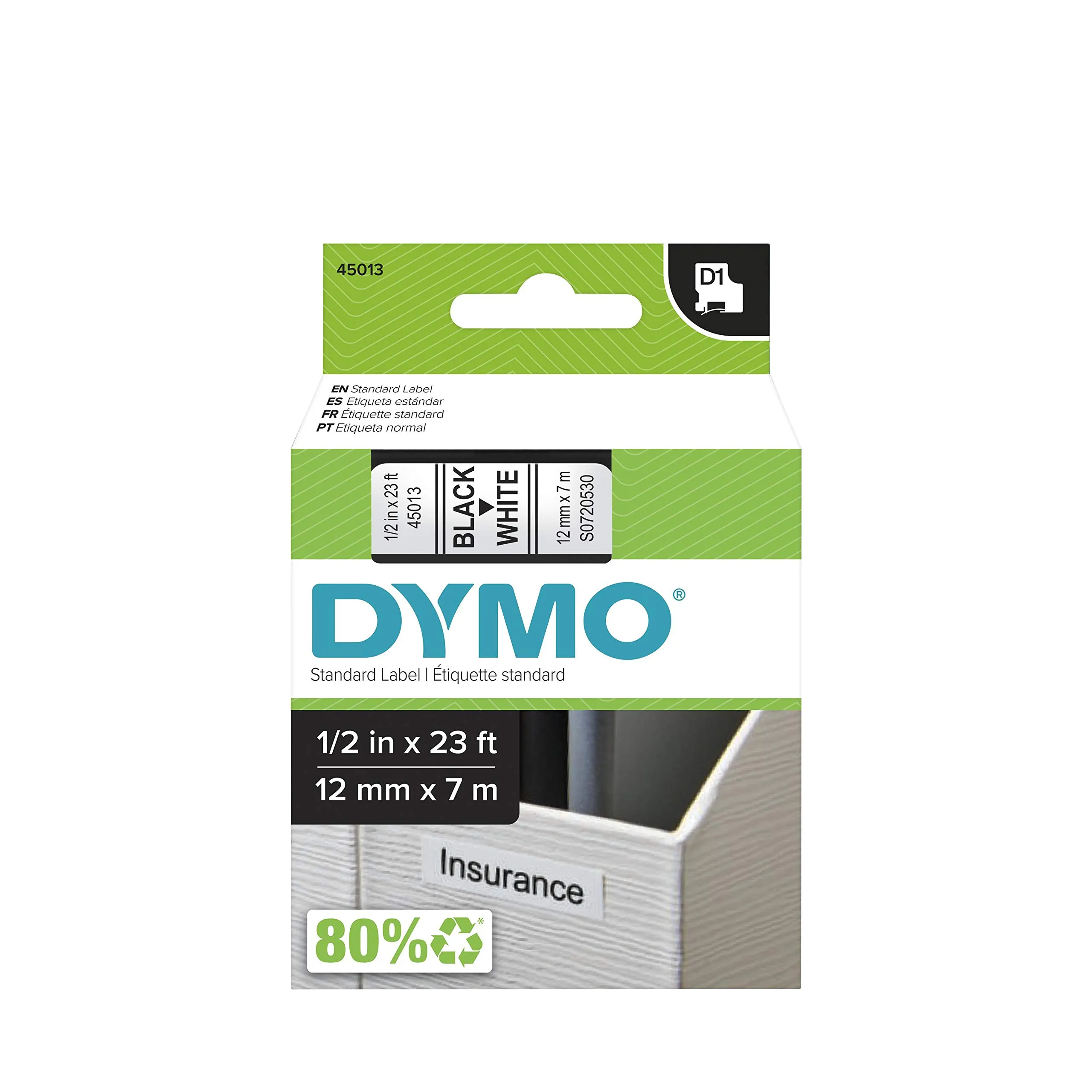 Dymo D1 1761260 Black-on-White Tape