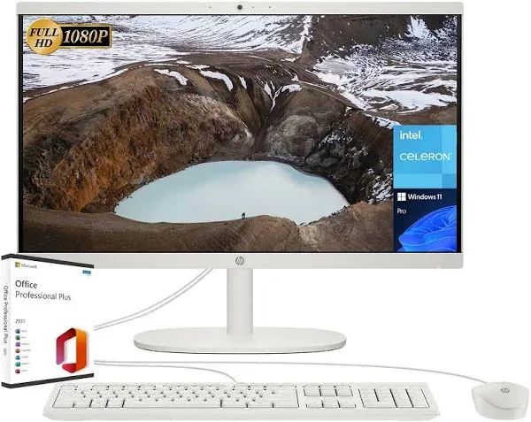 HP All-in-One Desktop Computer PC - 21.5" FHD Display, Intel Celeron J4025, 16GB RAM, 1TB SSD, Intel UHD Graphics 600, Webcam, WiFi 6, Windows 11 Pro, with Microsoft Office Lifetime License