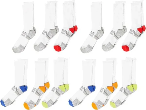 Fruit of the Loom Boys' Everyday Active Crew Socks (12 Pack)