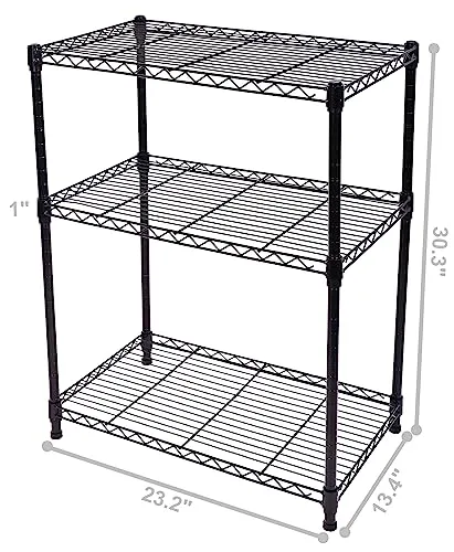 3-Shelf Adjustable, Heavy Duty Storage Shelving Unit,Black