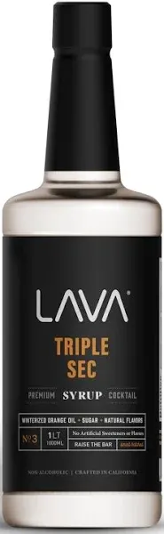 LAVA Premium Triple Sec Cocktail Syrup, 33.8oz (1-Liter), Made with 100% Sugar, Orange Extract, No Artificial Sweeteners, Flavors, or Colors. (1-Pack)