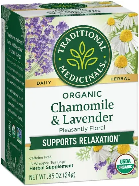 Traditional Medicinals Chamomile with Lavender Herbal Tea Organic