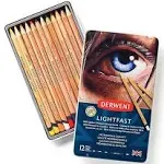 Derwent LIGHTFAST Professional Quality Artist Oil Base Colour Pencils 12 Tin Set