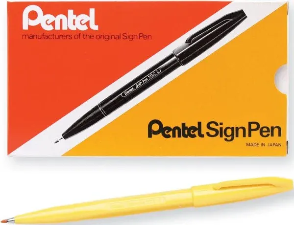 Pentel Sign Pen - Black - Pack of 12