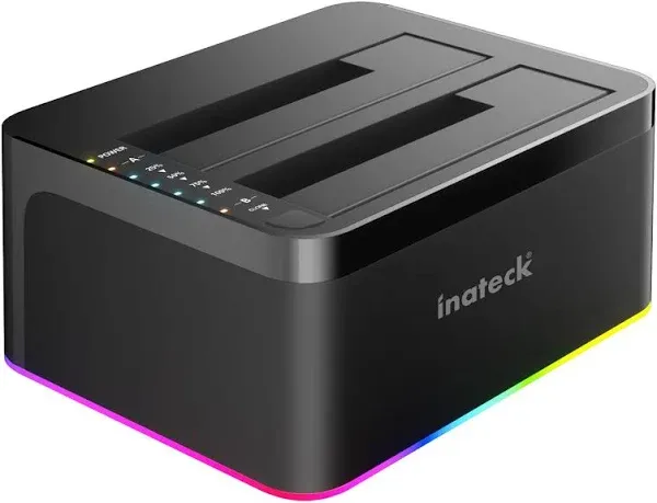 Inateck RGB SATA to USB 3.0 Hard Drive Docking Station with Offline Clone, for 2.5 and 3.5 Inch HDDs and SSDs