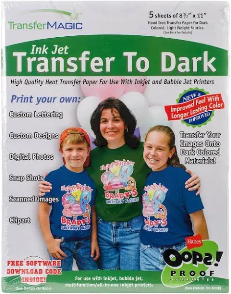 Transfer Magic Ink Jet Transfer Paper 8.5&#034;X11&#034; 5/Pkg-For Dark Fabrics FXTD-5