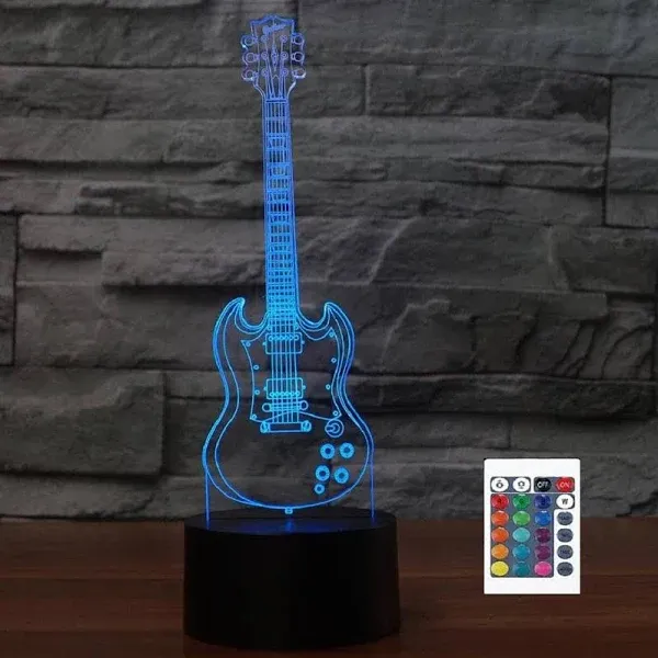 3D Novelty Guitar LED Night Light Remote Control Power Touch Table Desk 