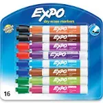 Expo Low Odor Dry Erase Marker, Chisel Tip, Assorted, 16-Set