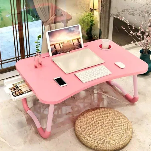 Laptop Bed Table with Storage Drawer